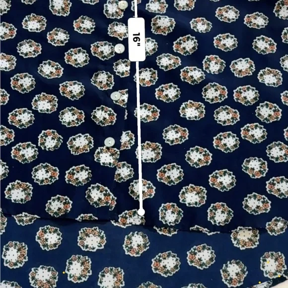 Navy Floral Sleeveless Crop Top with Coral Peter Pan Collar Size XL - Picture 5 of 7